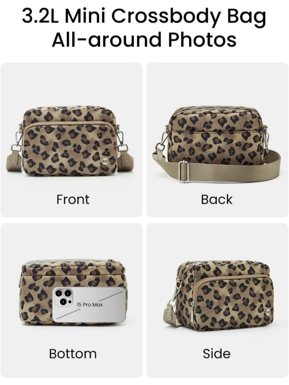Women's Leopard Travel Purse Adjustable Strap Casual Mini Crossbody Bag - Picture 4 of 6